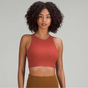 Lululemon Energy High-Neck Longline Ribbed Bra 6 in Cayenne